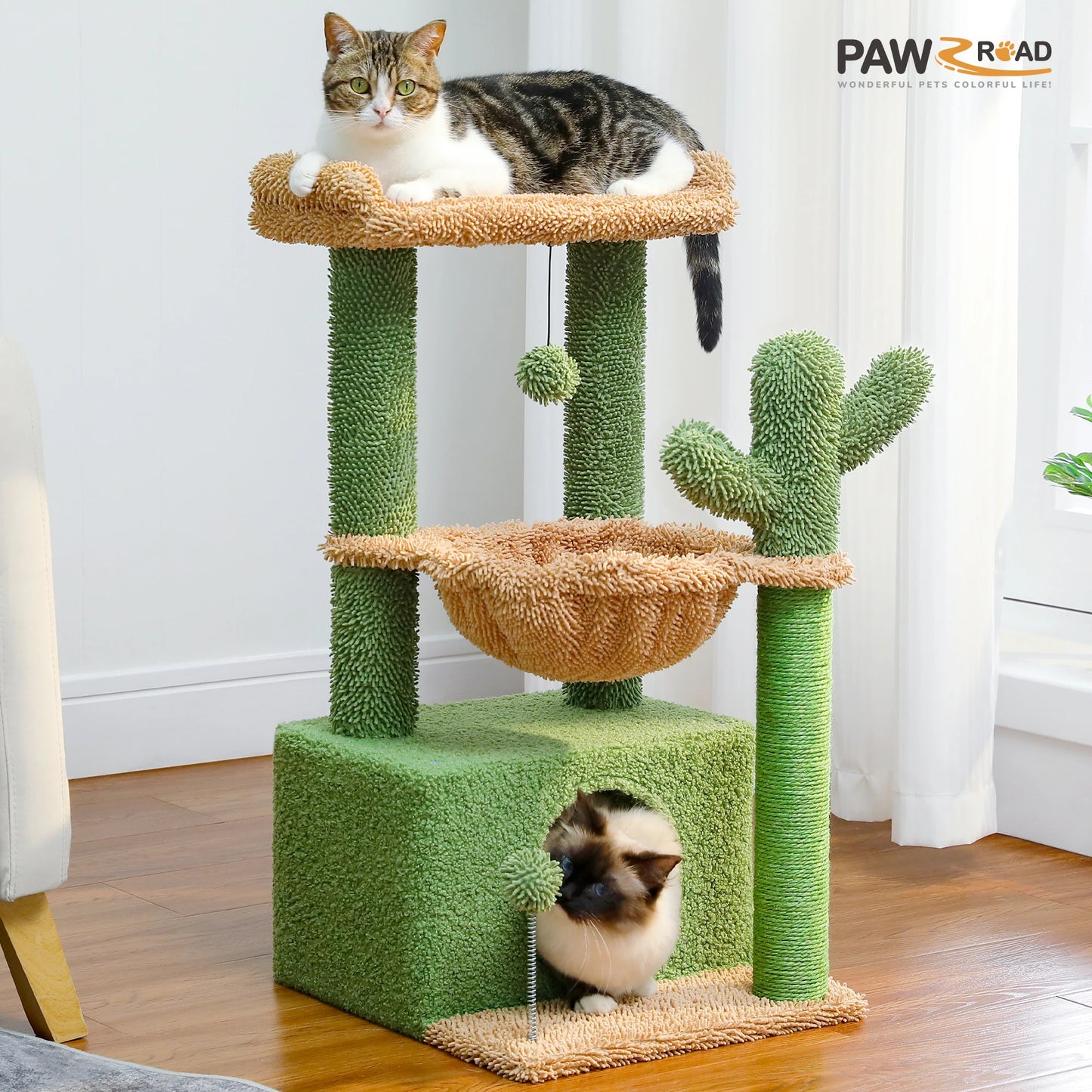 4-in-1 Cat Tree with Large Cat Condo.