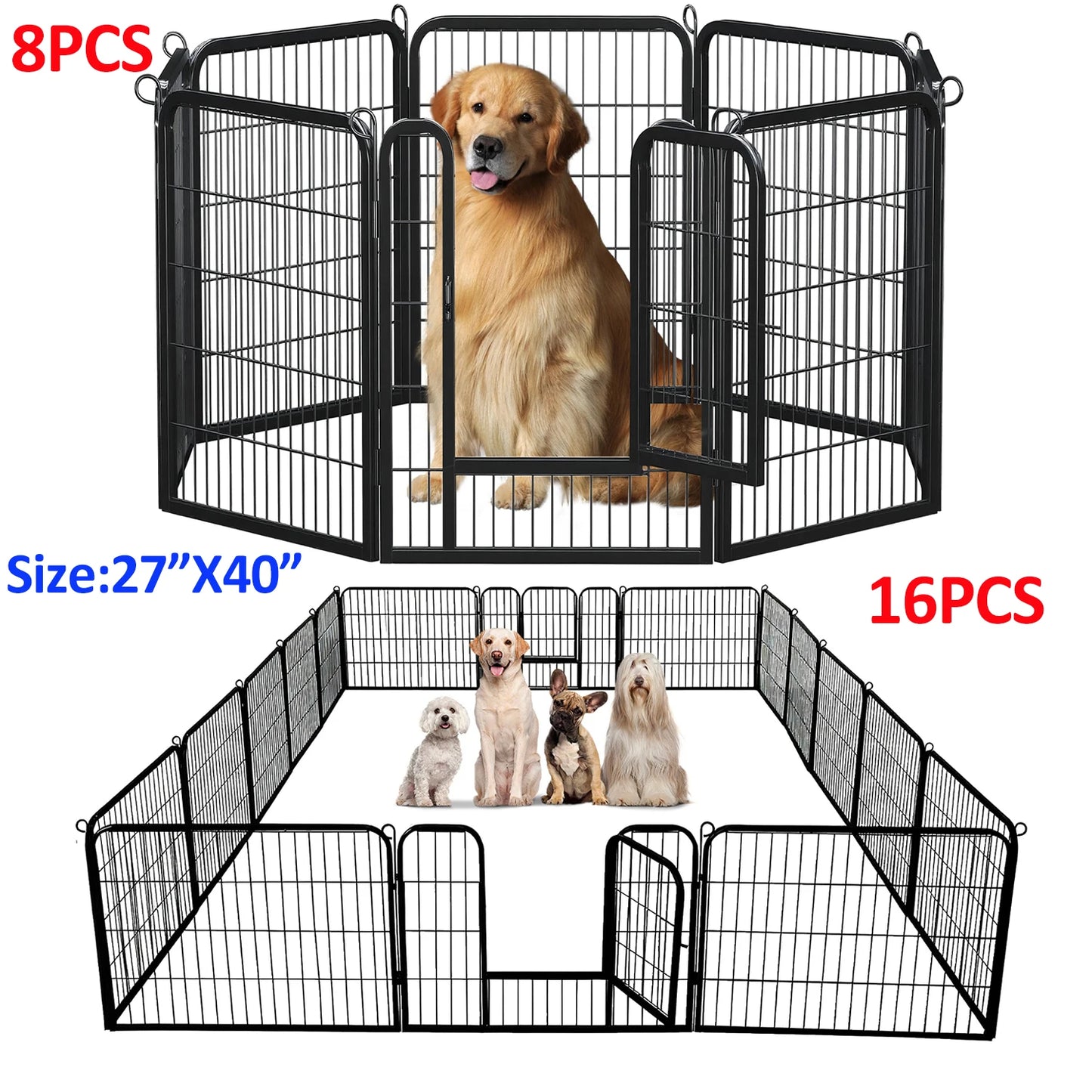 Outdoor/Indoor Foldable Metal Pet Playpen With Door