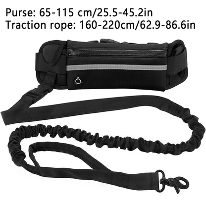 75Inch, Hands Free, Reflective Dog Leash With Waist Pack.