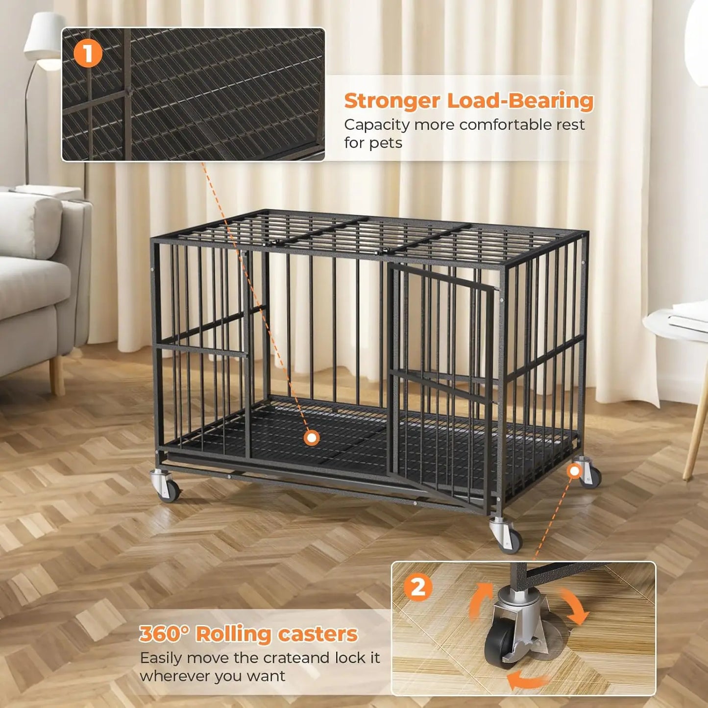 48 Inch Heavy Duty, Steel, Dog Crate,