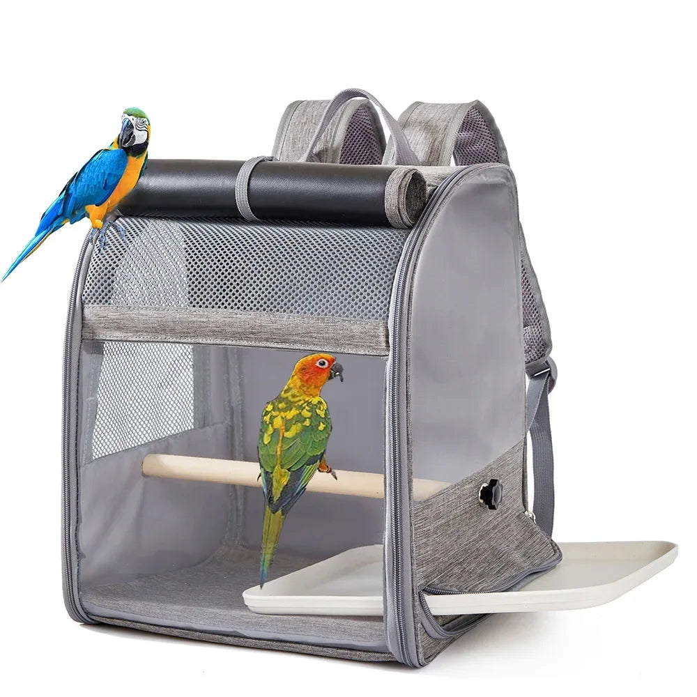 Portable Bird Carrier / Backpack With Perch & Tray.