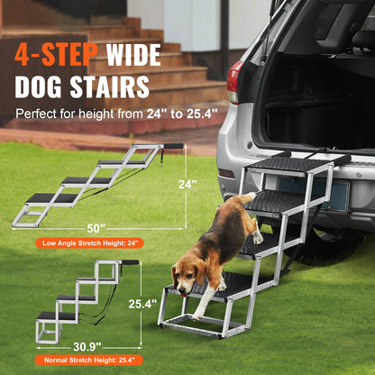Dog Stair For Cars 17" x 31" Folding, Lightweight Aluminum 150 Lbs. Limit