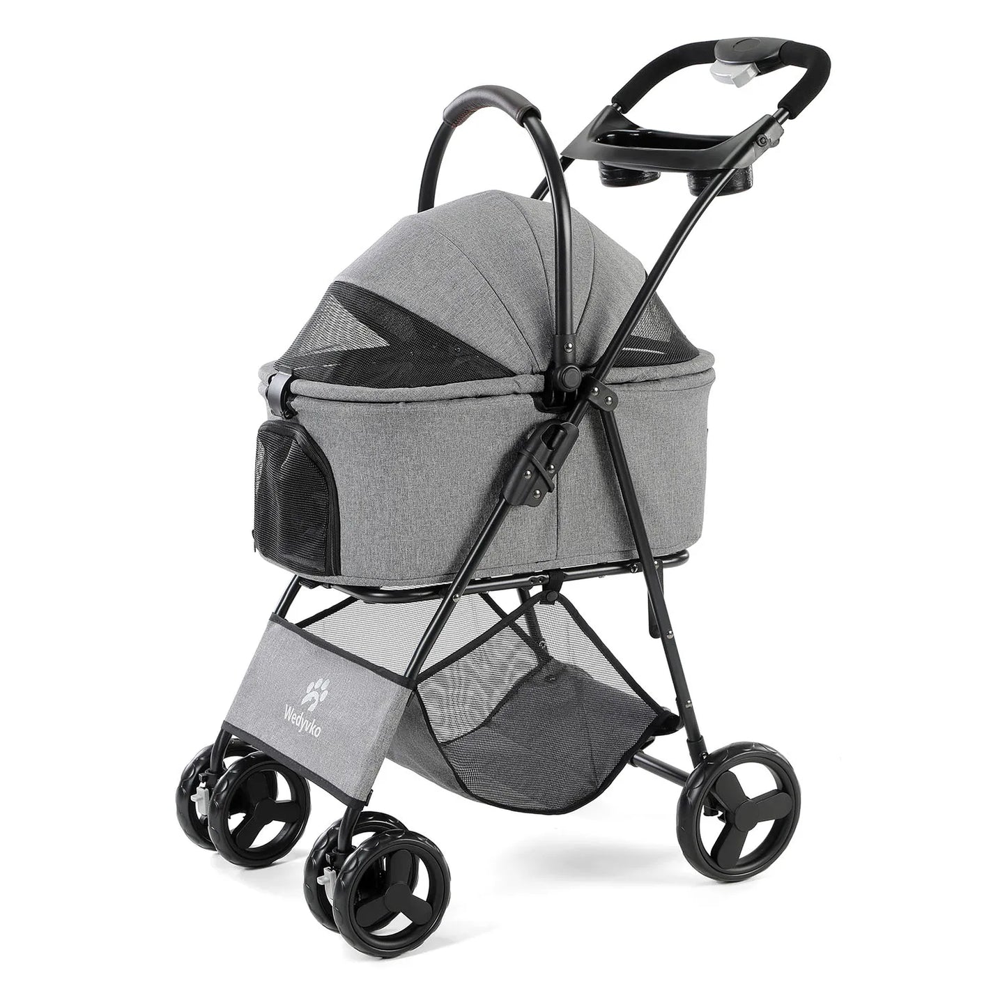 3-in-1 Folding Pet Stroller with Removable Carrier