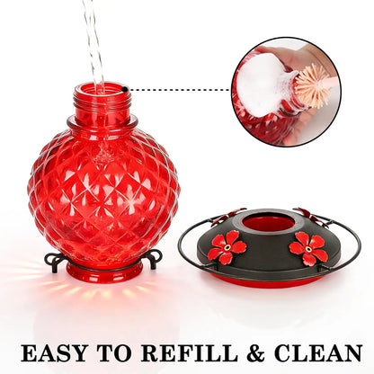 Hummingbird Feeder for Outdoors, 25 OZ Glass, Leak Proof.