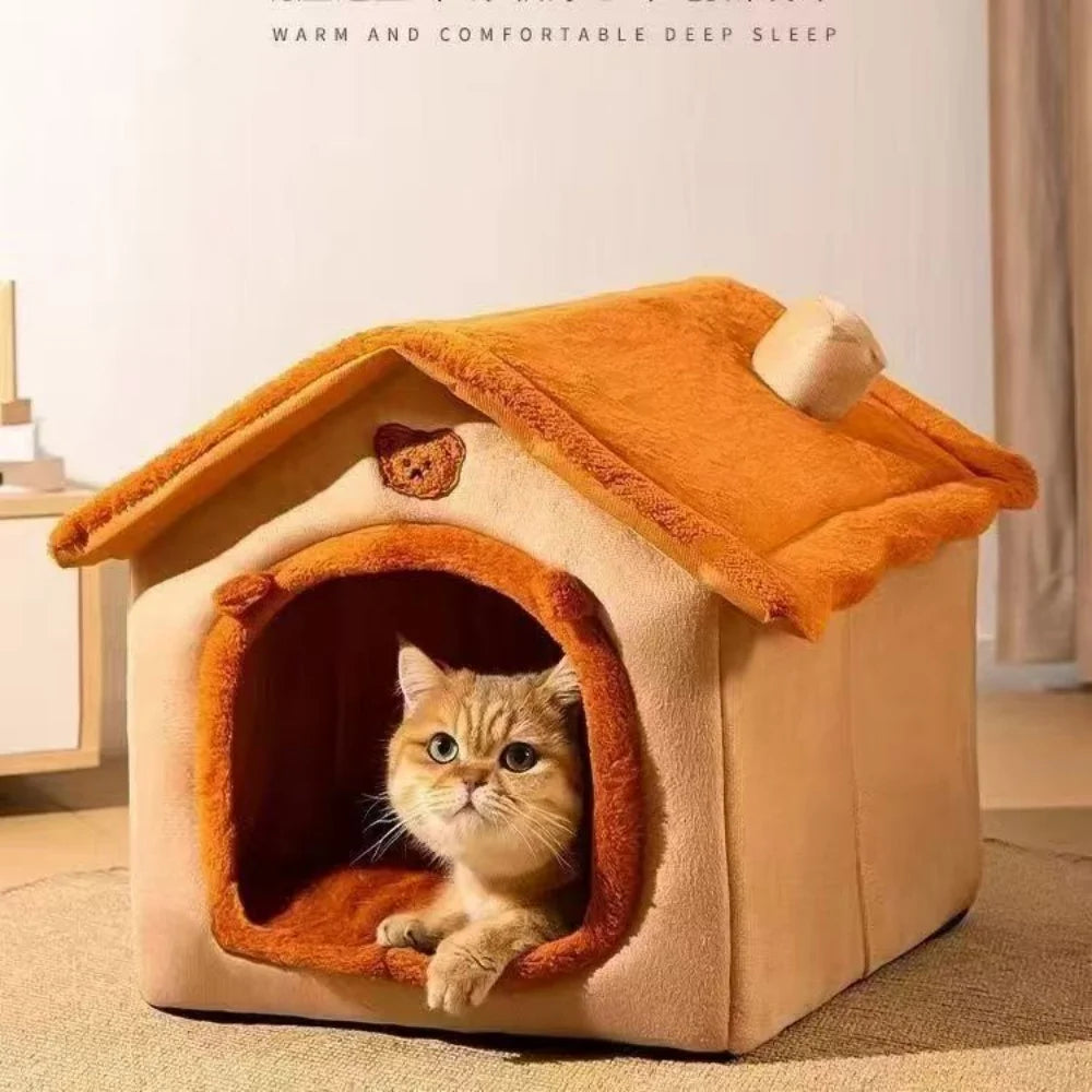 All Season Small Cat, Puppy & Pet House Indoor Bed