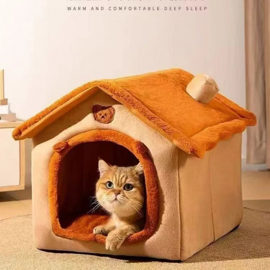 All Season Small Cat, Puppy & Pet House Indoor Bed
