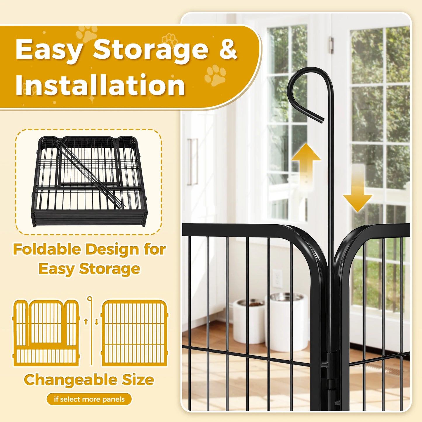 Outdoor/Indoor Foldable Metal Pet Playpen With Door