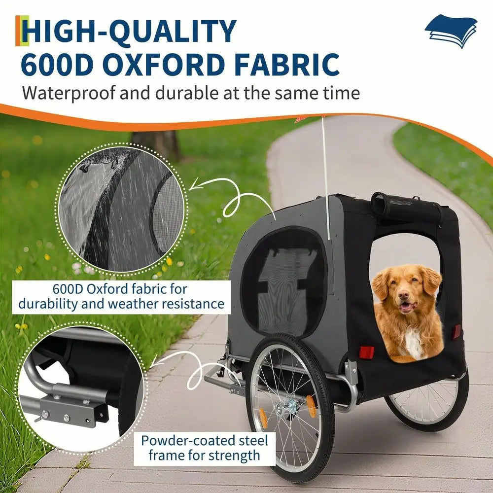 Folding, Dog Bike-Trailer With 88 LBS Payload.