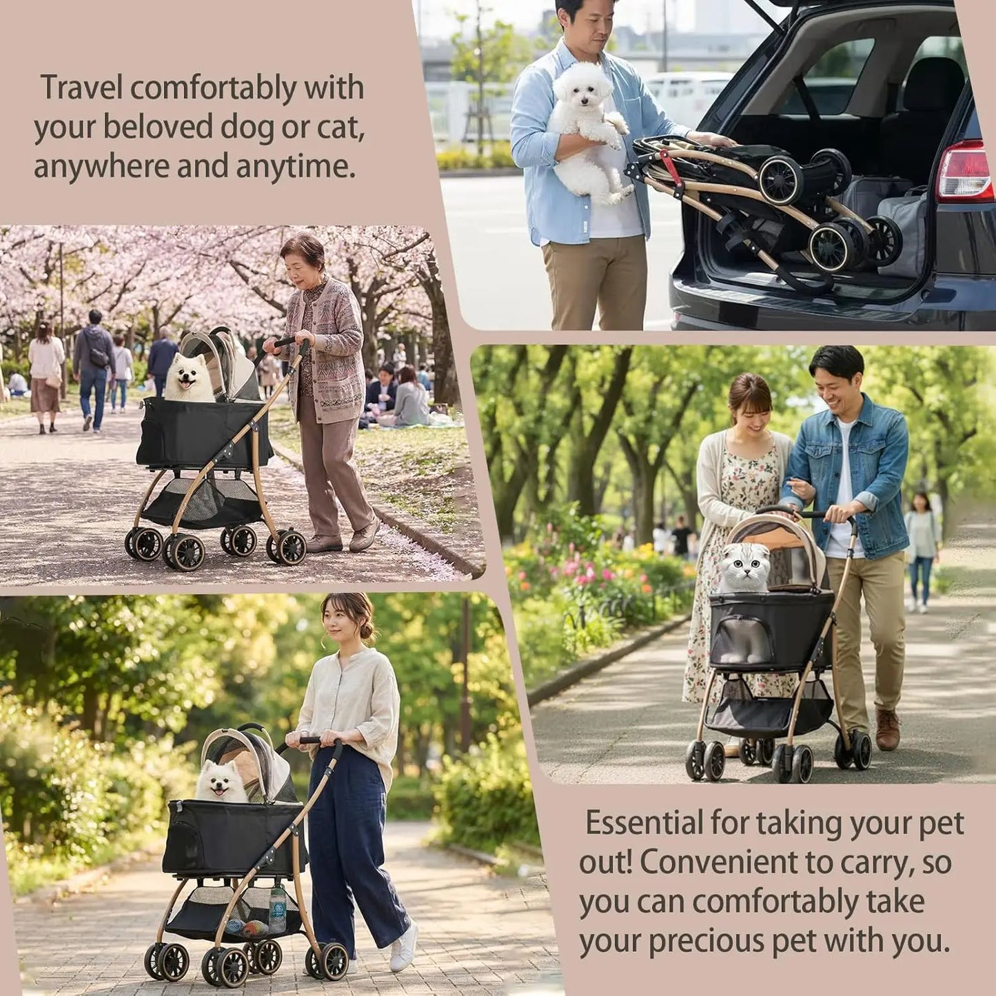 Well-Built, Lightweight Foldable Pet Stroller With Canopy