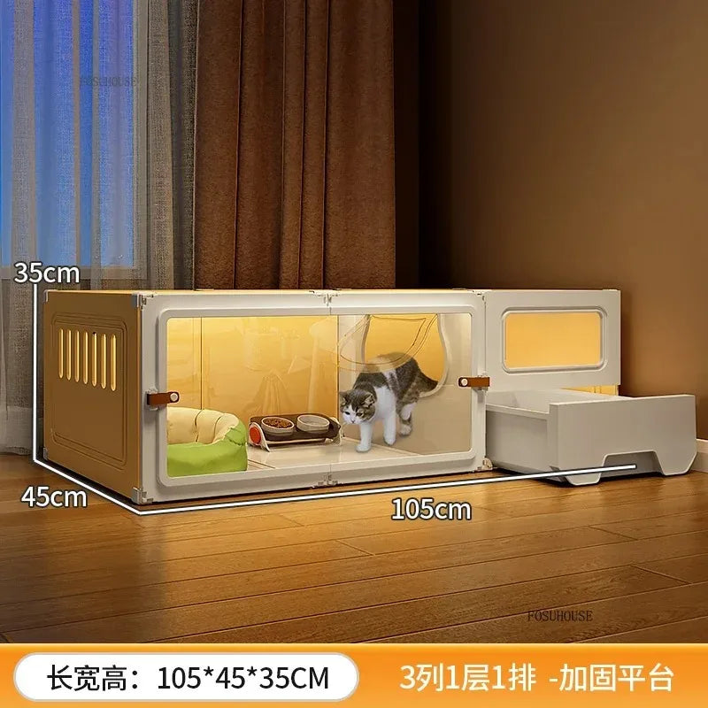 Luxury Indoor Cat Cage Household with Litter Box.