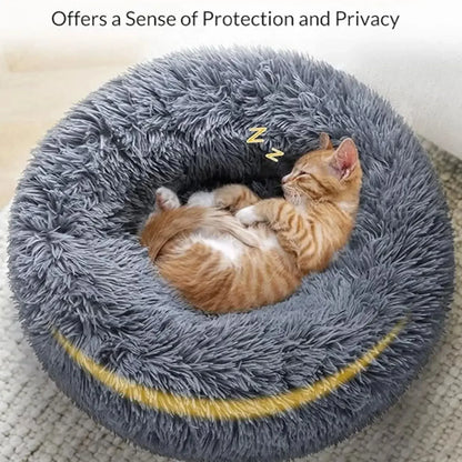 Round, Cozy Pet Bed For Warm Sleeping