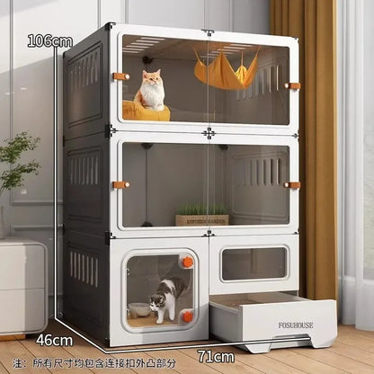 Luxury Indoor Cat Cage Household with Litter Box.