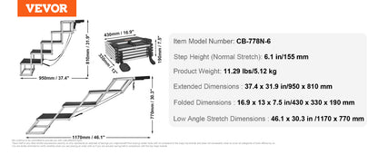 Dog Stair For Cars 17" x 31" Folding, Lightweight Aluminum 150 Lbs. Limit