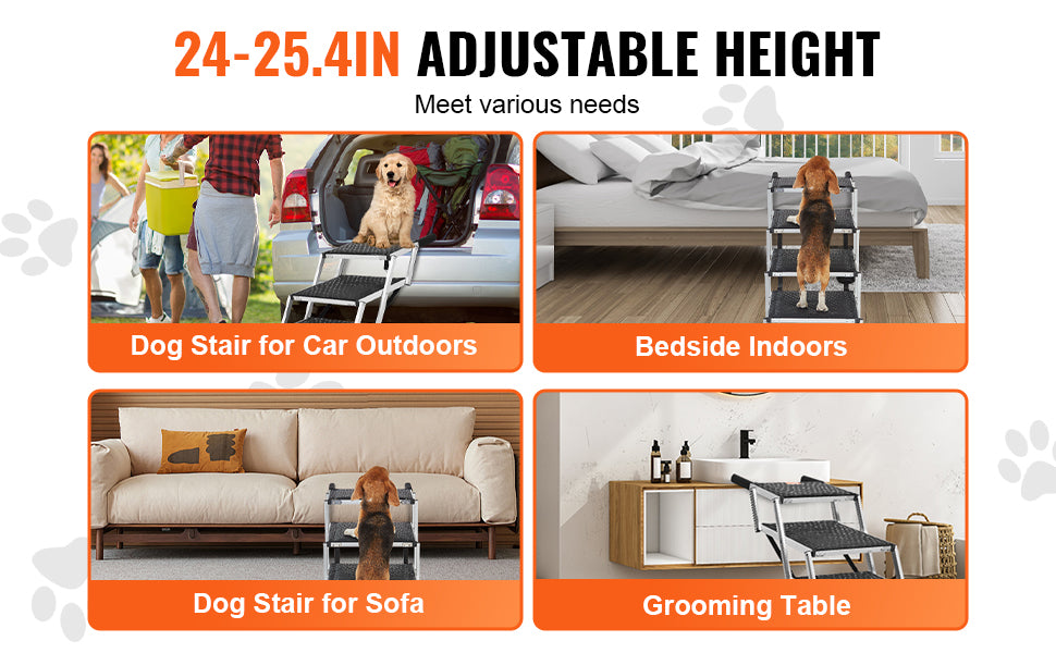 Dog Stair For Cars 17" x 31" Folding, Lightweight Aluminum 150 Lbs. Limit