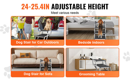 Dog Stair For Cars 17" x 31" Folding, Lightweight Aluminum 150 Lbs. Limit